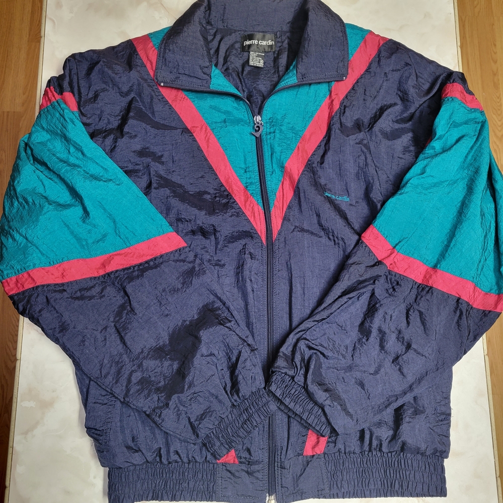 Vintage Pierre Cardin Windbreaker Jacket Men’s Medium Colorblock 90s Full Zip